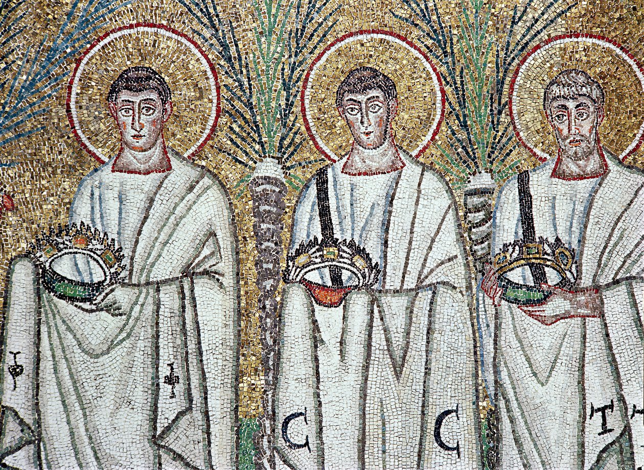 Procesión de los mártires, 527-99 (detalle) de Byzantine School