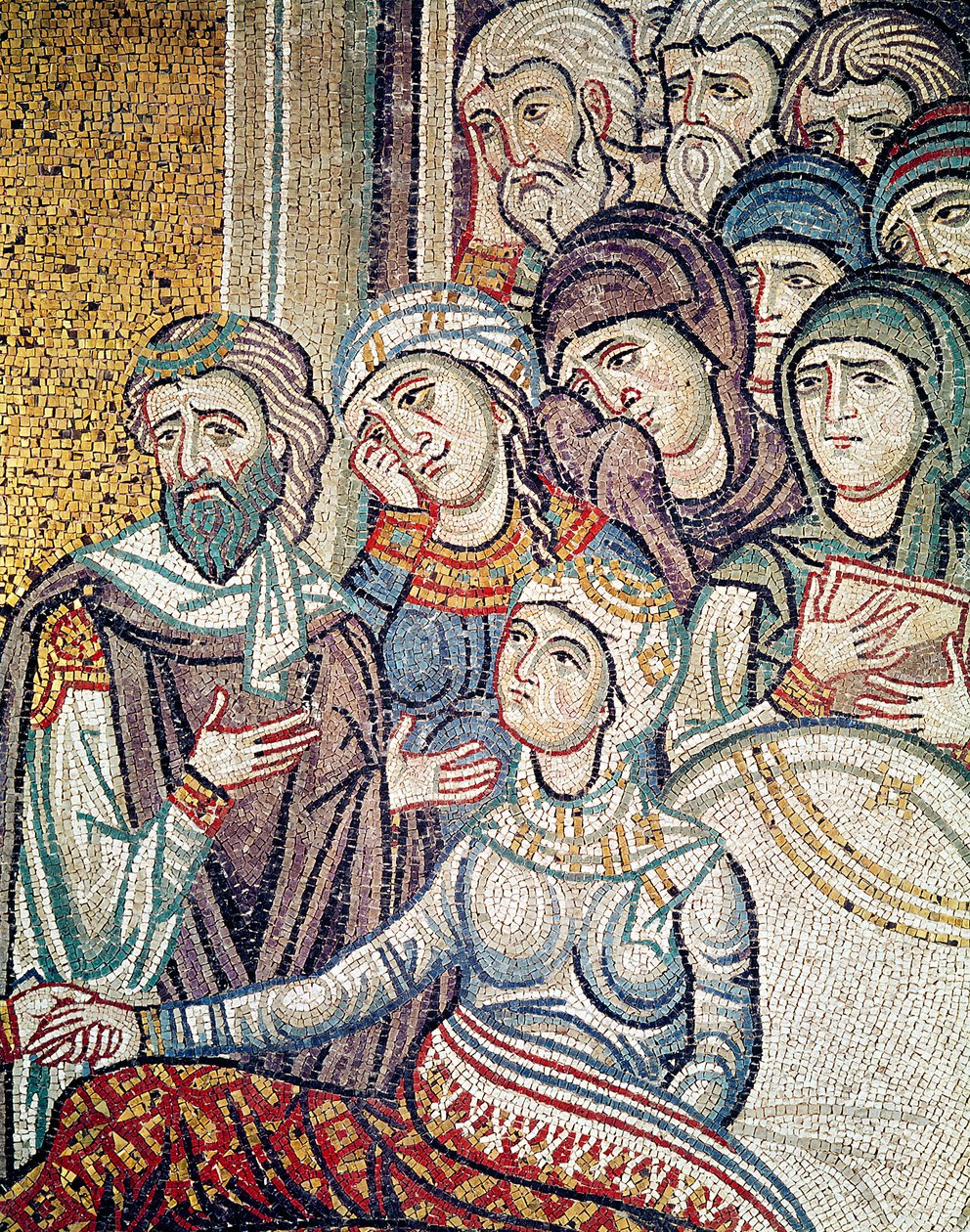 La resurrección de la hija de Jairo (mosaico) (detalle) de Byzantine School