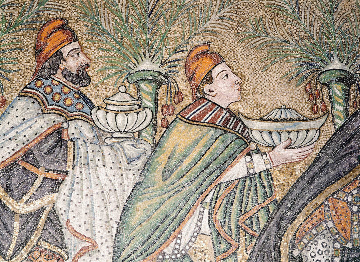 Dos Magos (mosaico) (detalle) de Byzantine School
