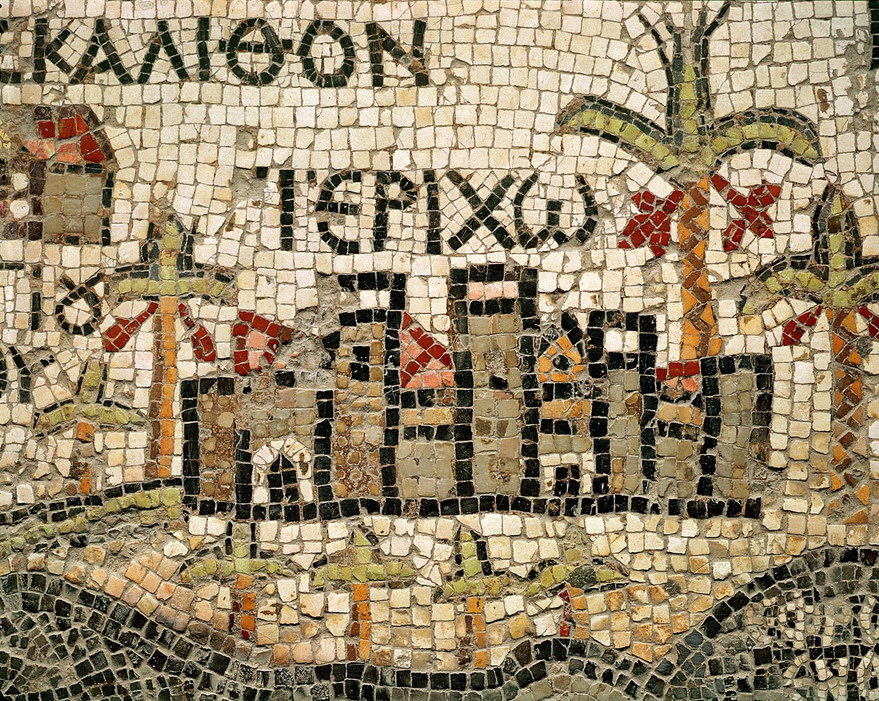 (detalle) de un mapa de Jericó de Byzantine School