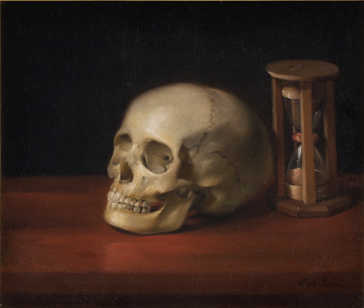 Calavera y reloj de arena de C.A. Jensen