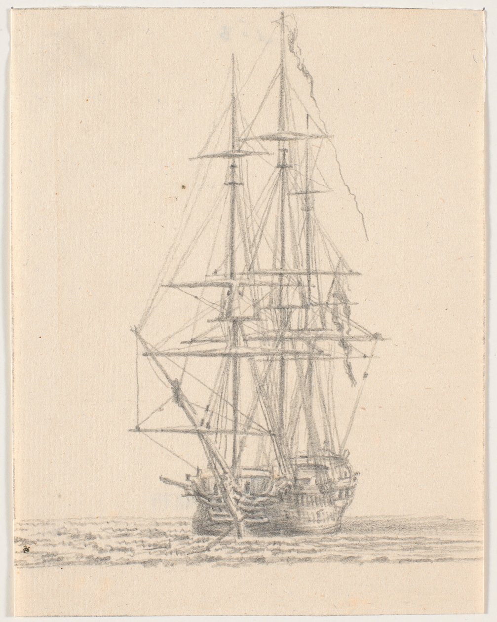 Barco de guerra con velas izadas de C.A. Lorentzen