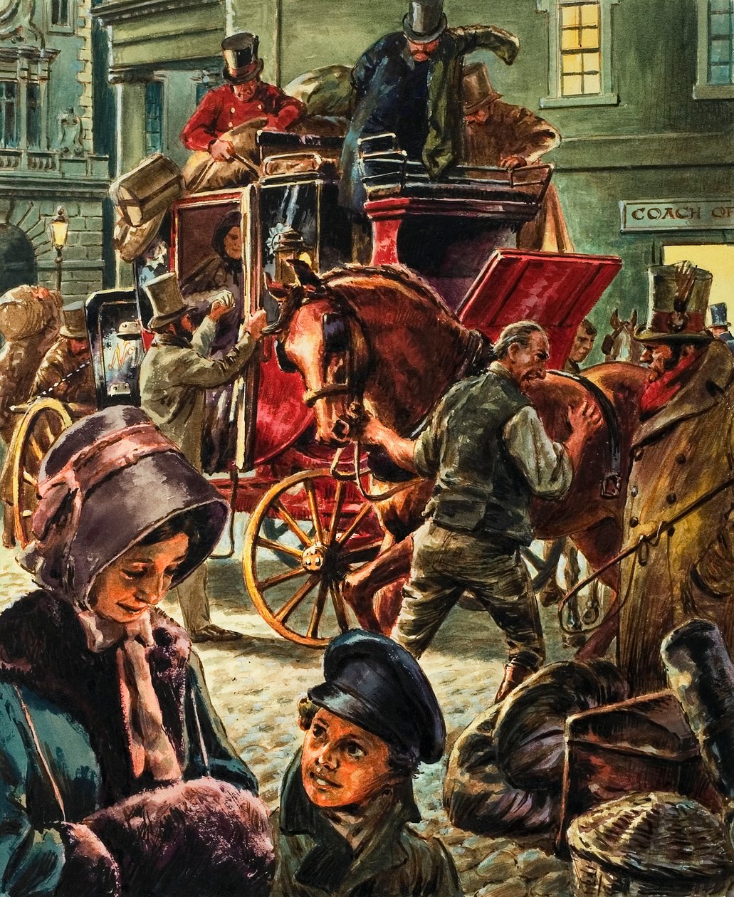 Un coche correo tirado por caballos de C.L. Doughty