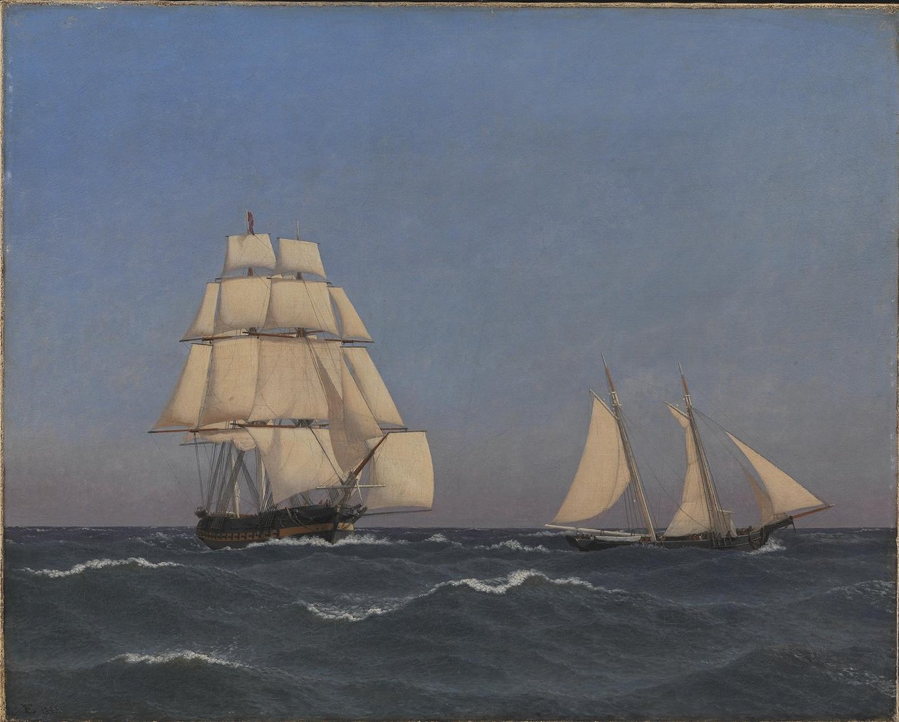 Un corsario superando a una fragata perseguidora de Christoffer Wilhelm Eckersberg