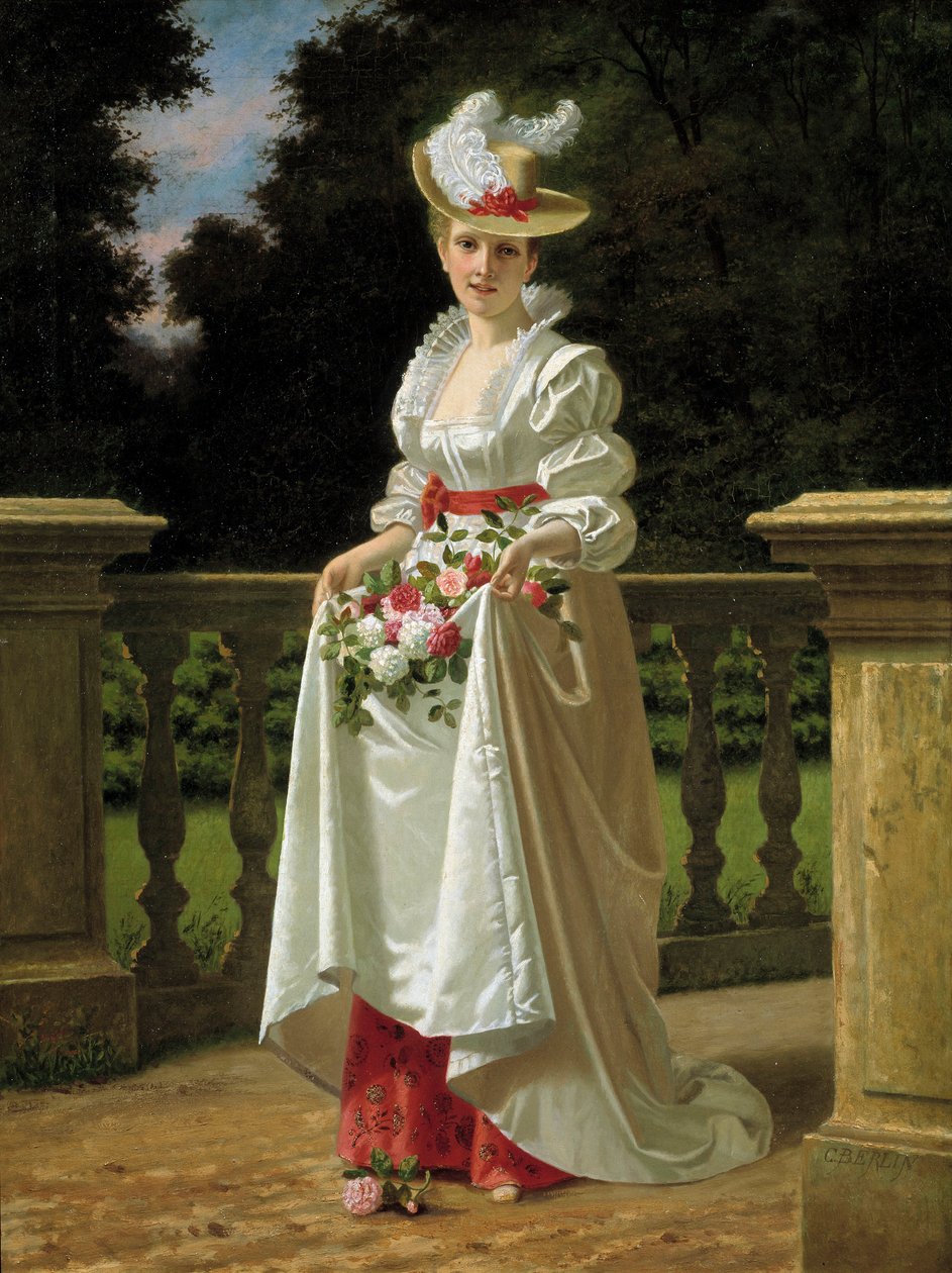 Recogida de flores. Pintura de C. Berlin de C. Berlin