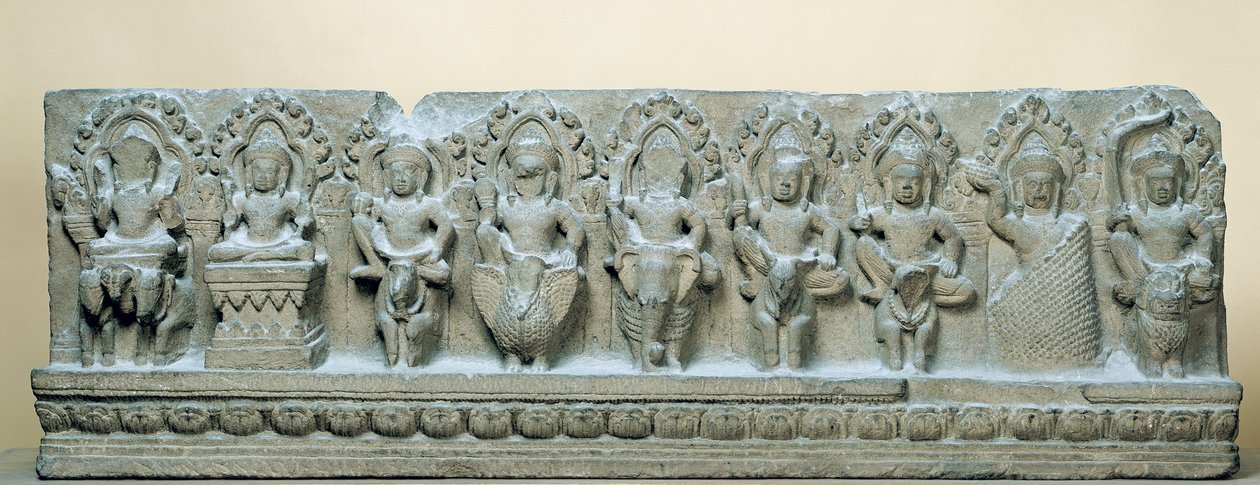 Friso que representa nueve divinidades (arenisca) de Cambodian School