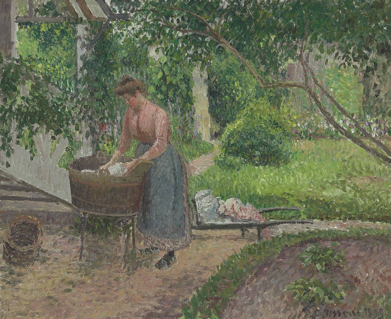 Lavandera en el jardín de Eragny de Camille Jacob Pissarro