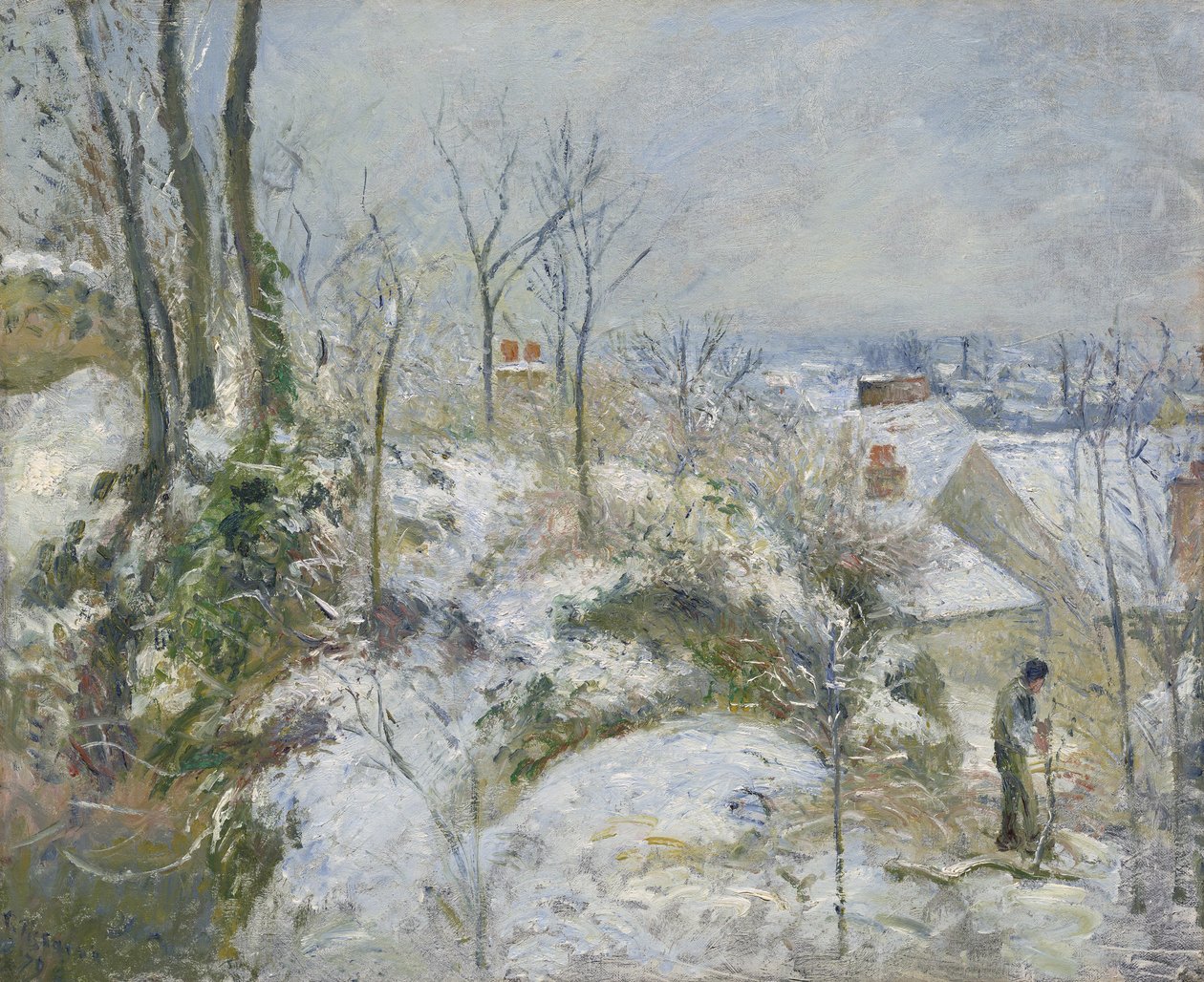 Conejera en Pontoise, nieve de Camille Jacob Pissarro