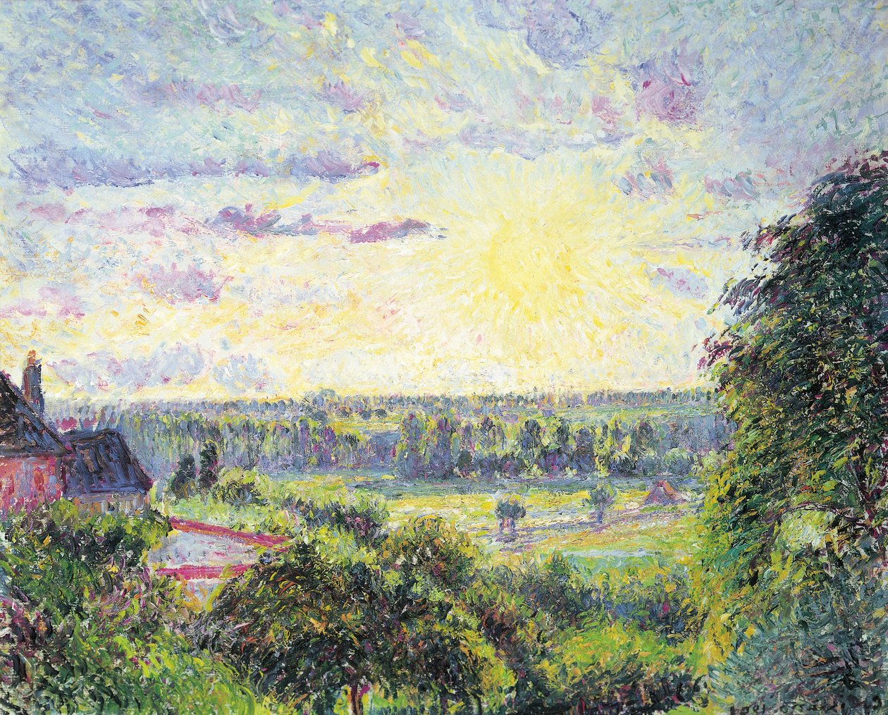 Atardecer en Eragny de Camille Jacob Pissarro