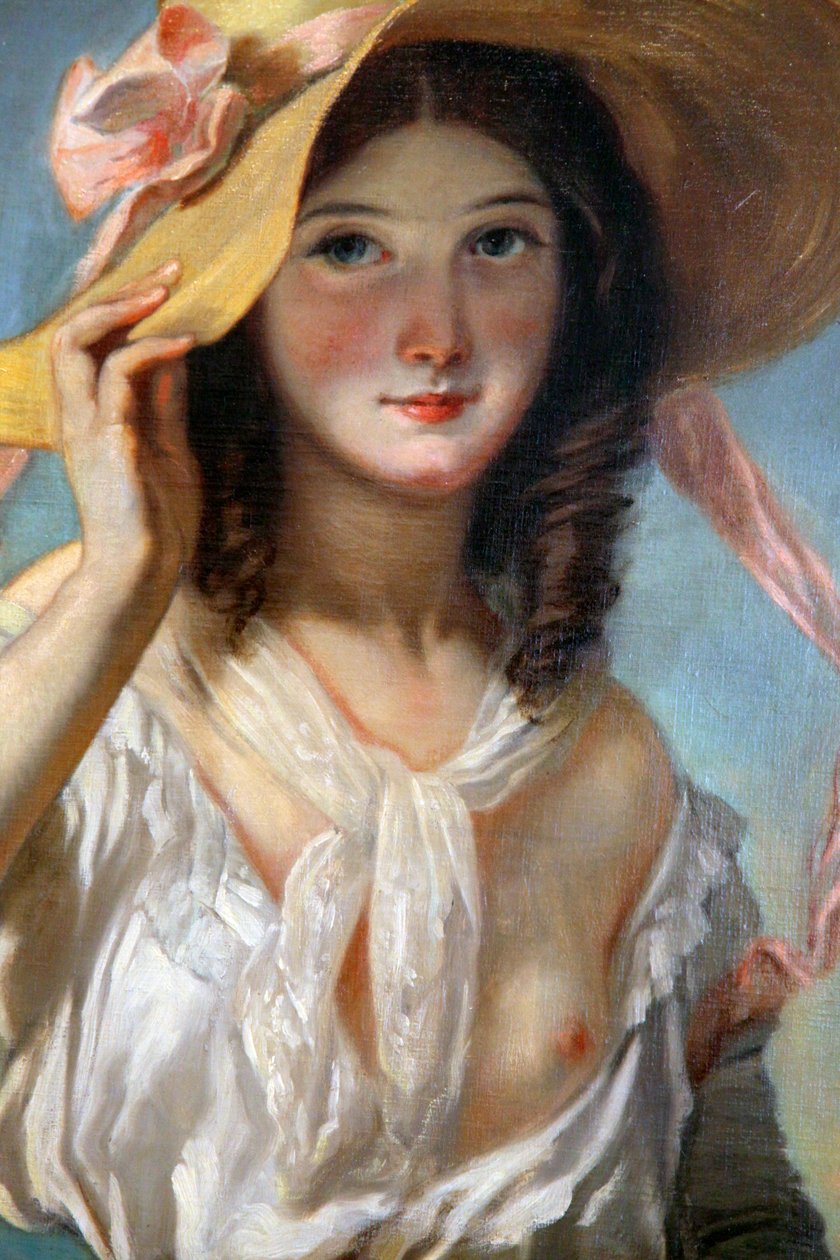 Joven con flores de Camille Joseph Etienne Roqueplan