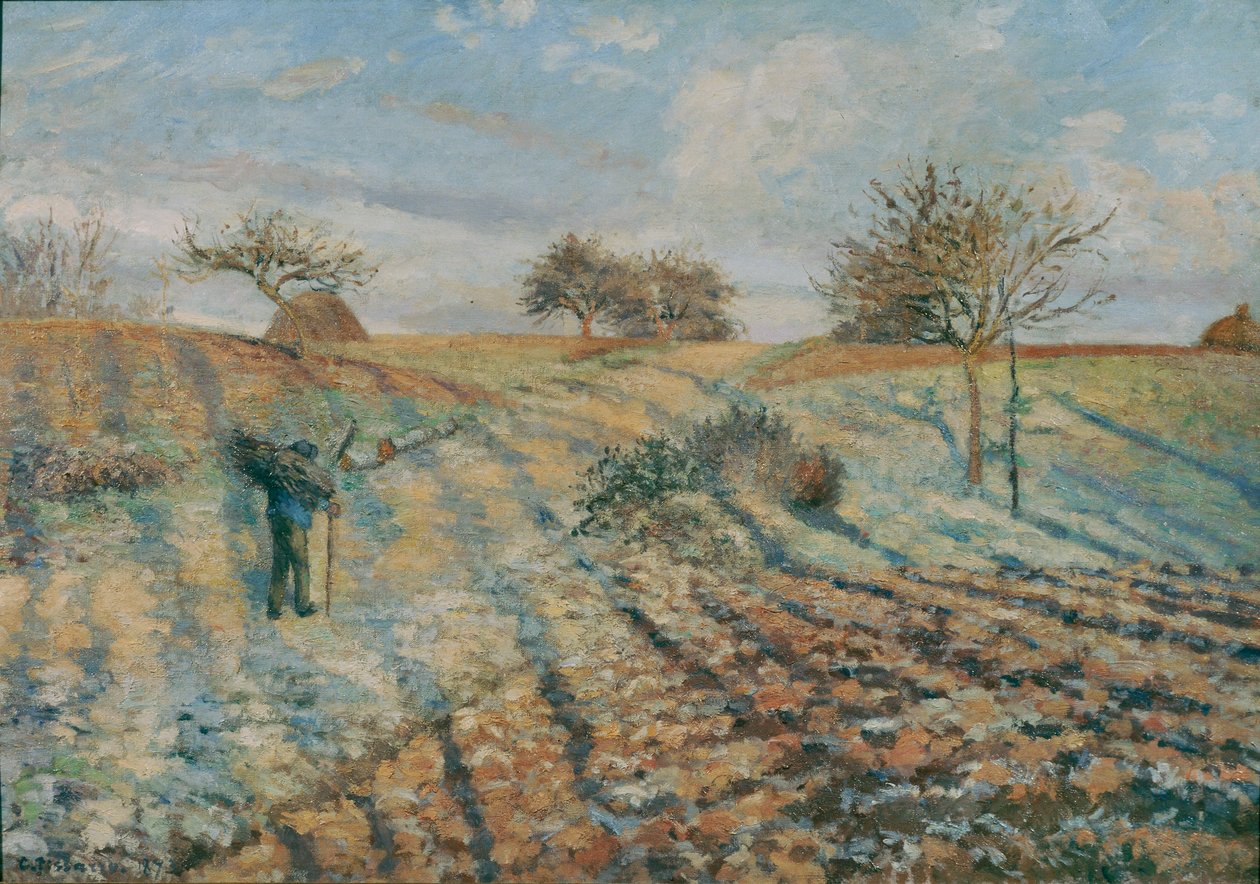 Gelee blanche (Hoarfrost) ... (óleo sobre lienzo) de Camille Pissarro