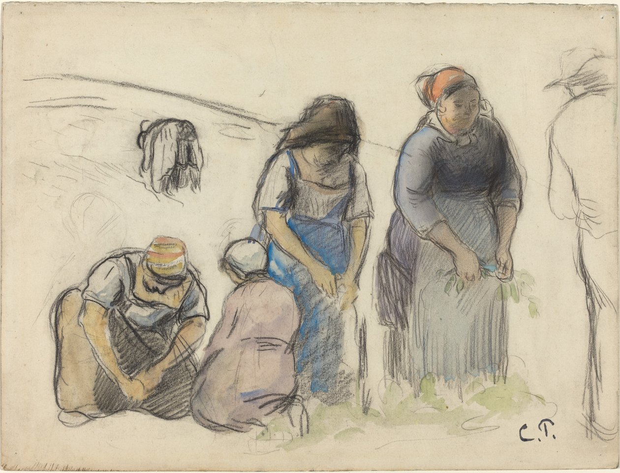 Cosechadores de guisantes [recto] de Camille Pissarro