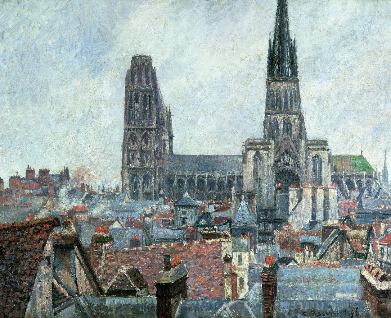 Tejados del Viejo Rouen: Clima Gris (Catedral) de Camille Pissarro