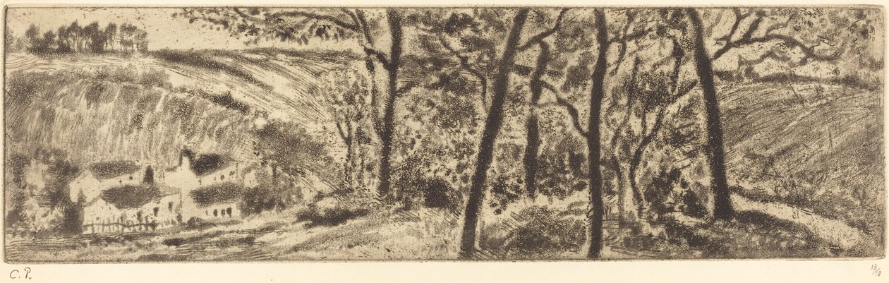 El paisaje largo (Paysage en long) de Camille Pissarro