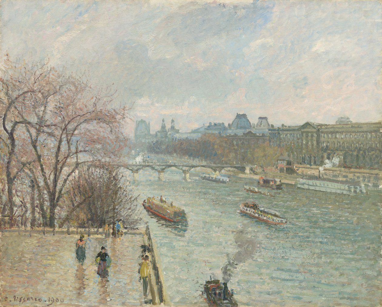 El Louvre, tarde, tiempo lluvioso (Primera serie) de Camille Pissarro