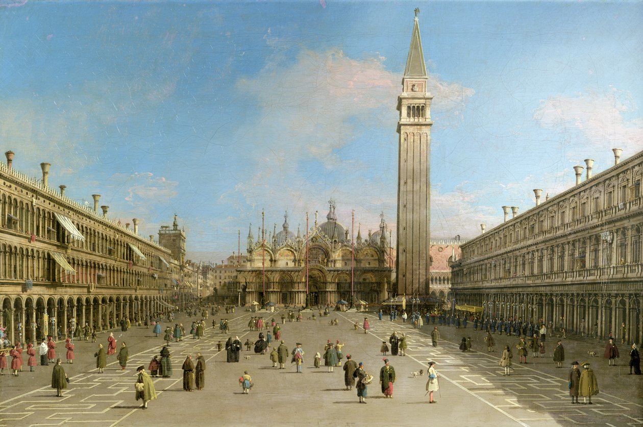 Piazza San Marco mirando hacia la Basílica de San Marco de Giovanni Antonio Canal