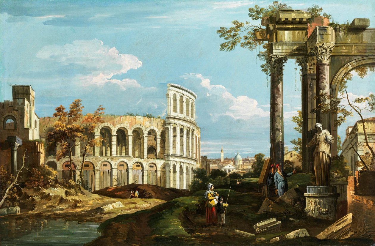 Canaletto Capriccio con arena de Canaletto