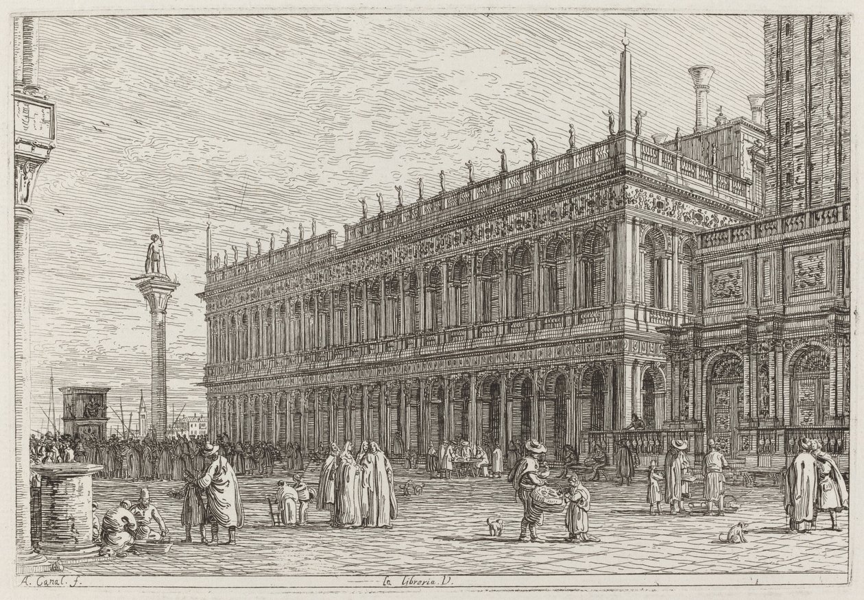 La librería. V. [arriba a la izquierda] de Canaletto