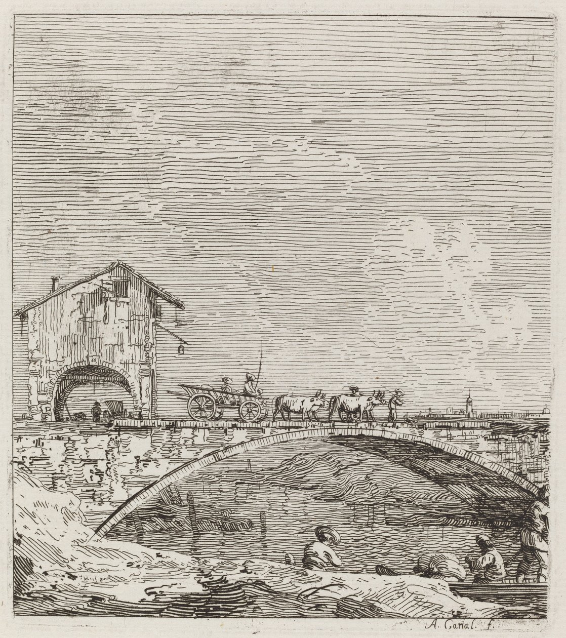 El carro pasando sobre un puente de Canaletto
