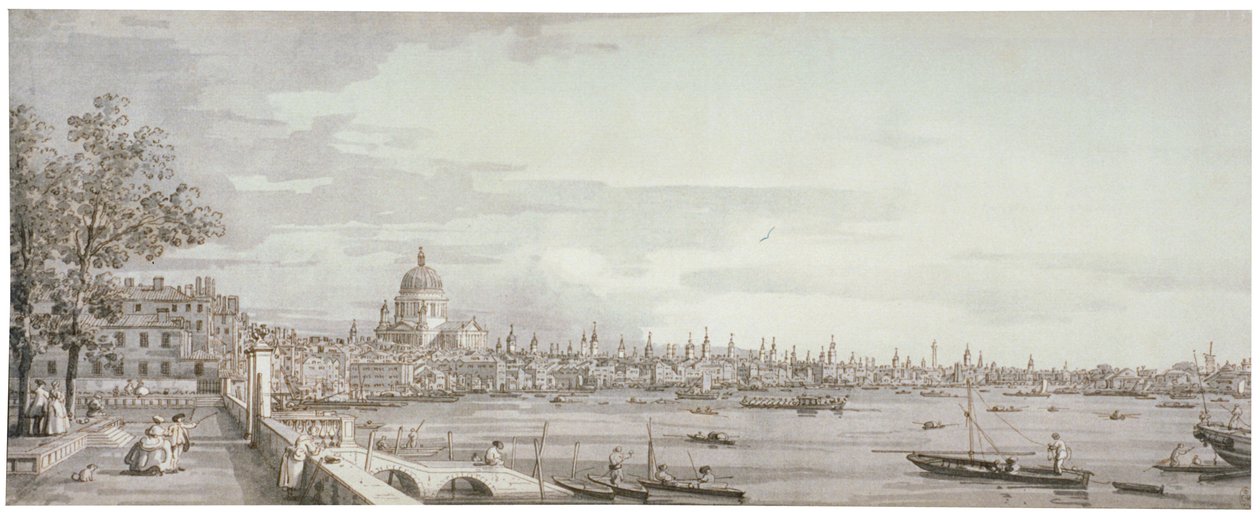 Vista del río Támesis, Londres, c. 1750 de Canaletto
