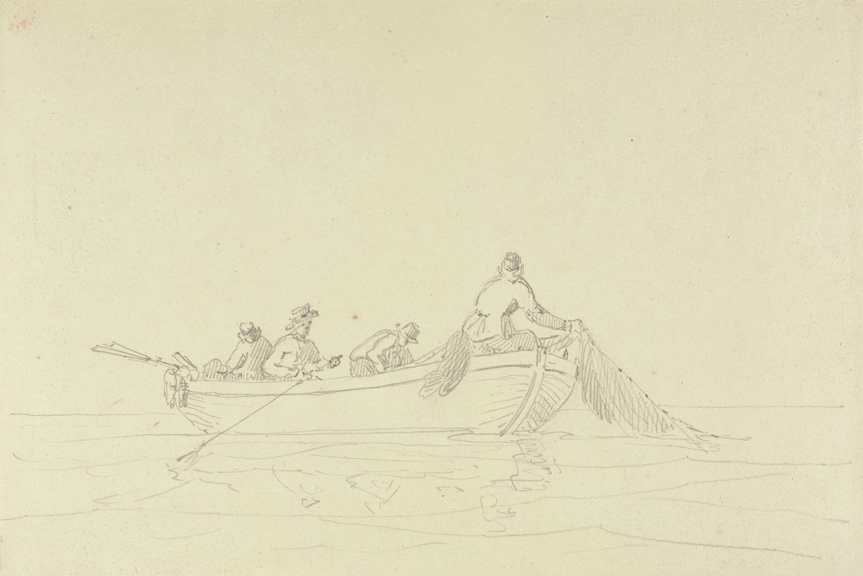 Boceto de pescadores en una barca de Capt. Thomas Hastings