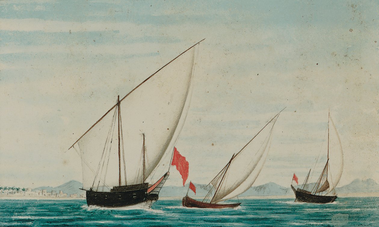 Vista de Dhows frente a Ajman de Captain William Igglesden