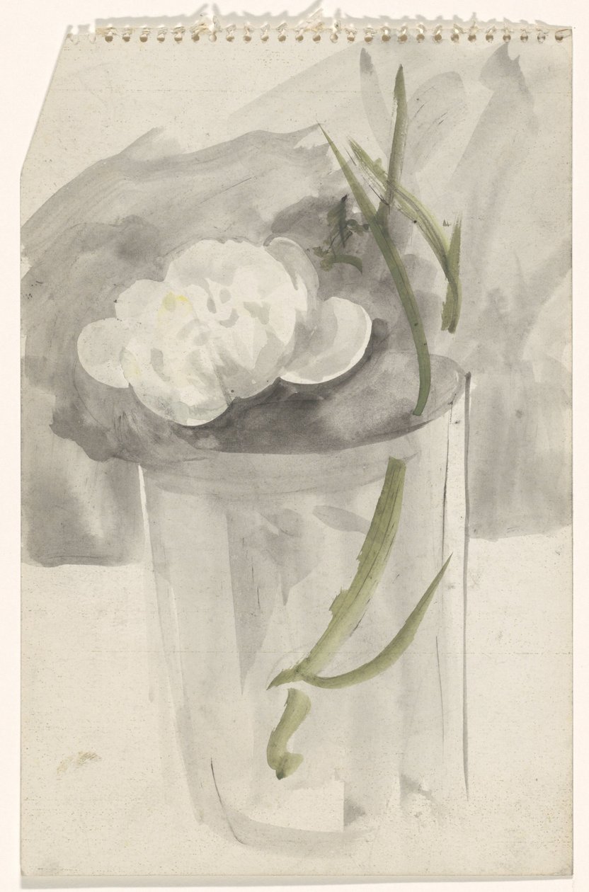 Flor blanca en un vaso de Carel Adolph Lion Cachet