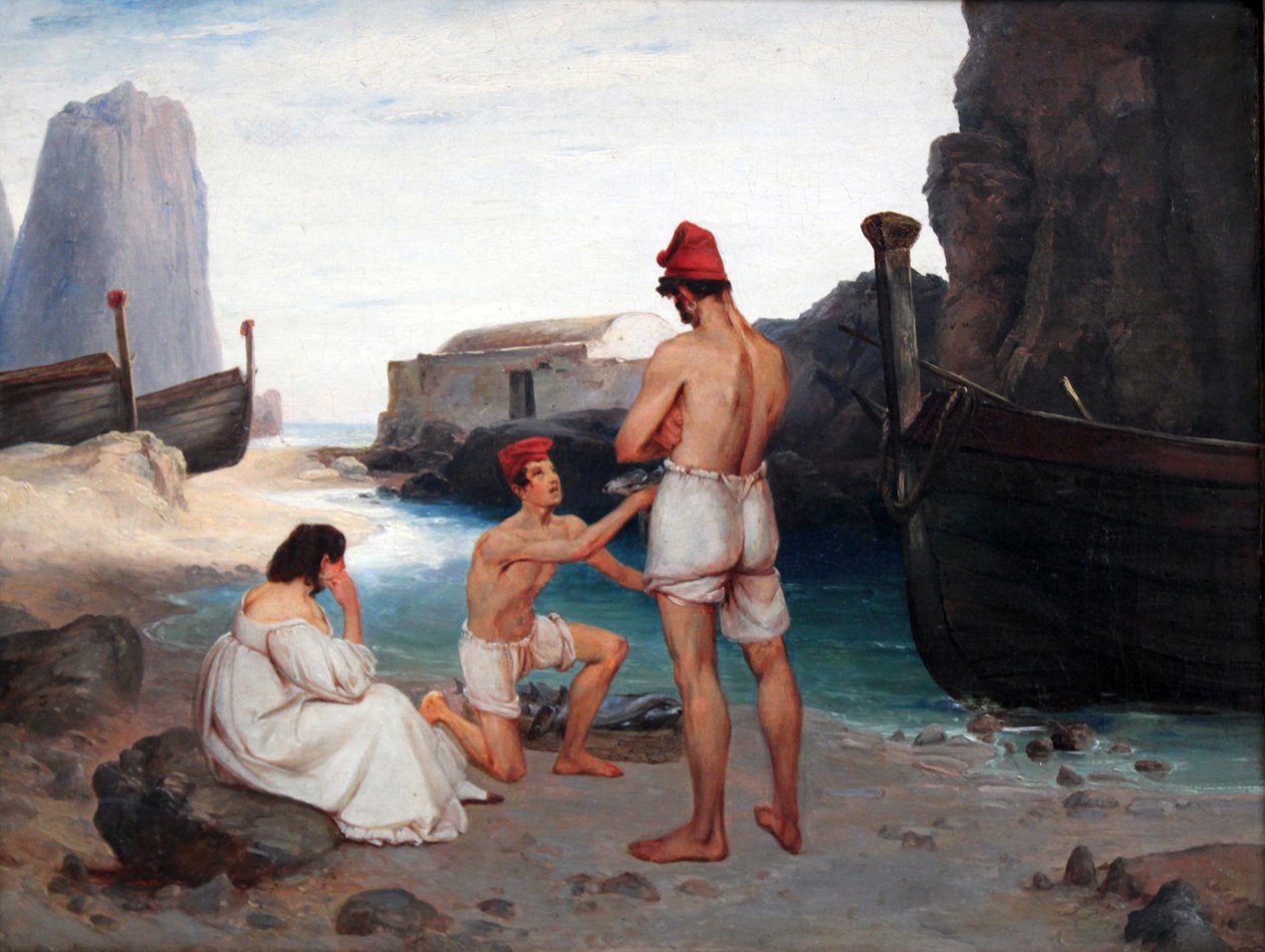 Pescadores en Capri de Carl Blechen