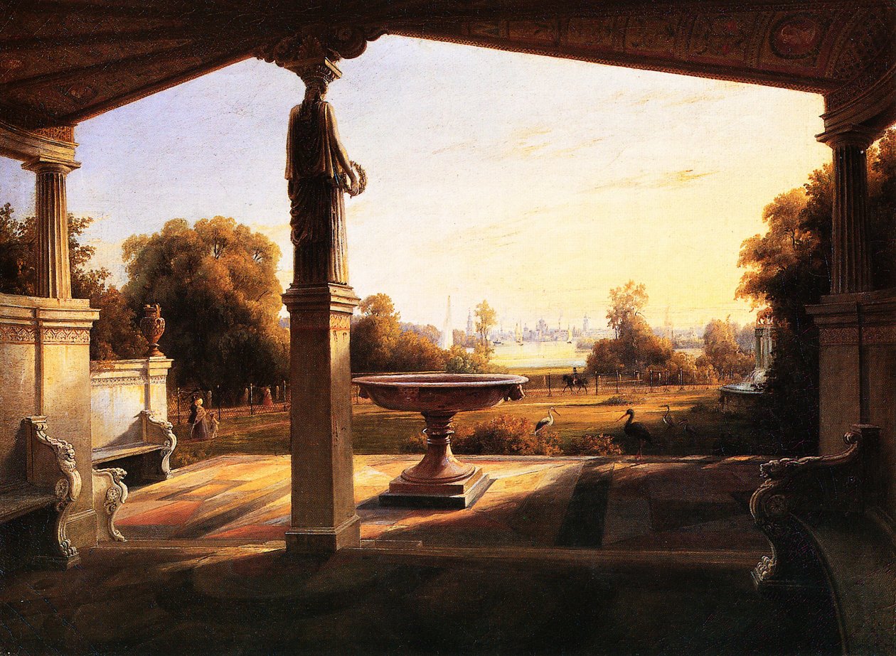 Vista desde el Stibadium en el Parque Klein-Glienicke hacia Potsdam de Carl Daniel Freydanck