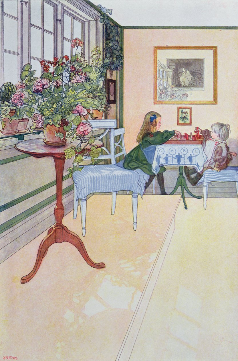 Una Partida de Ajedrez, principios del siglo XX de Carl Larsson