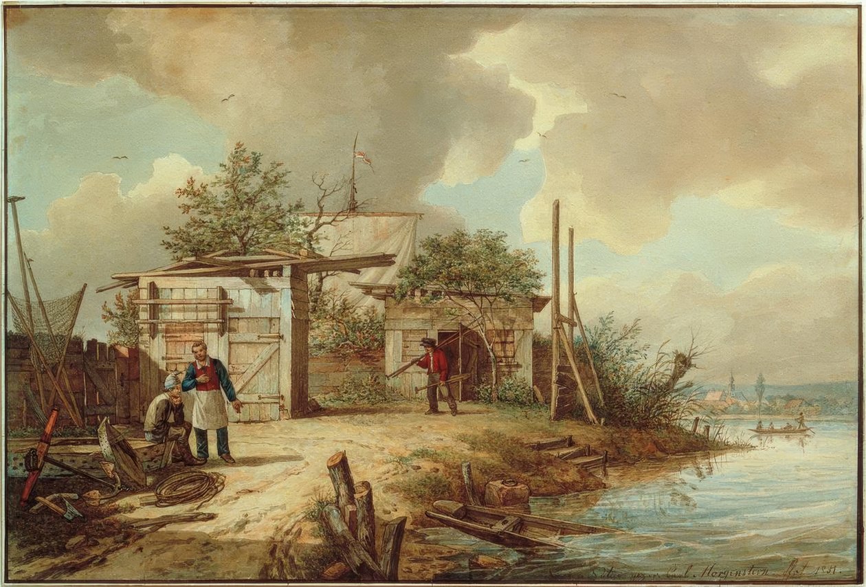 C.Morgenstern, cabañas de pescadores en la isla Mainlust de Carl Morgenstern