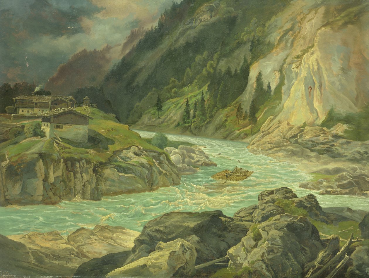 Rápidos en el río Isar, 1830 de Carl Morgenstern