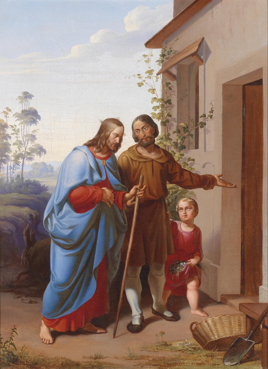Cristo entra en una casa de Carl Rahl