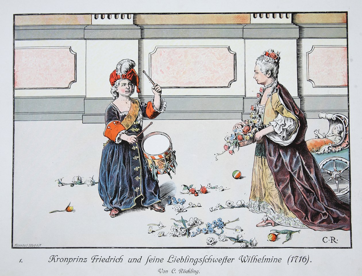 Príncipe heredero Federico y su hermana favorita, Wilhelmine, 1716 de Carl Röchling