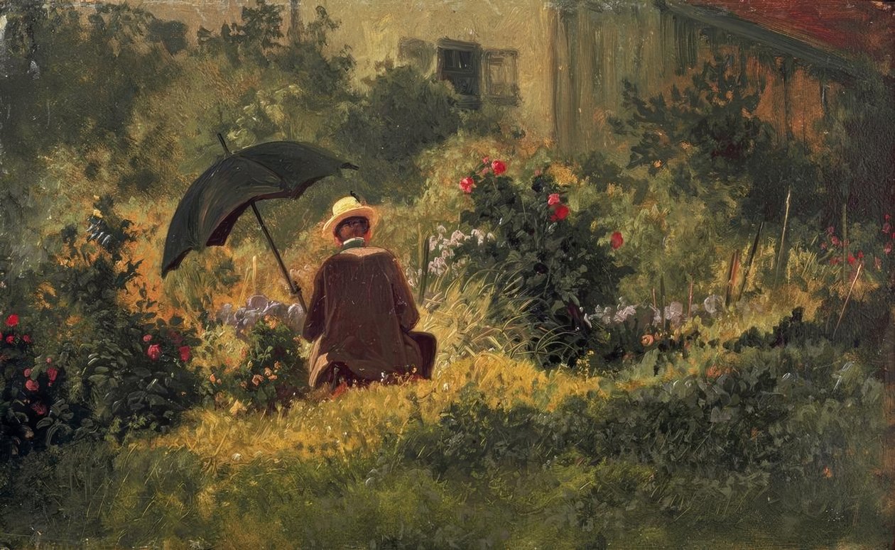 El pintor en el jardín de Carl Spitzweg