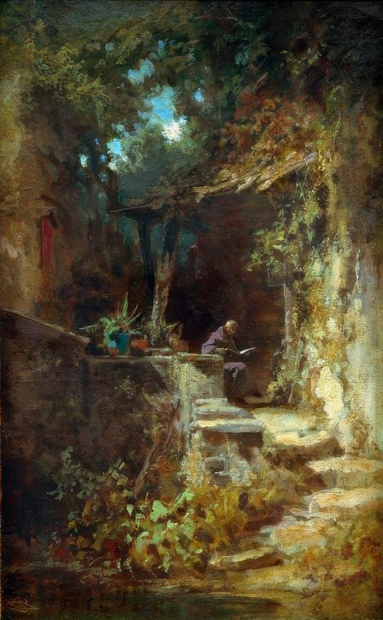 Ermitaño leyendo de Carl Spitzweg