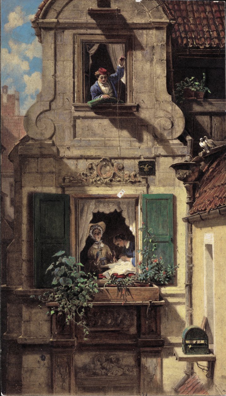 La carta de amor interceptada, c.1855-60 de Carl Spitzweg