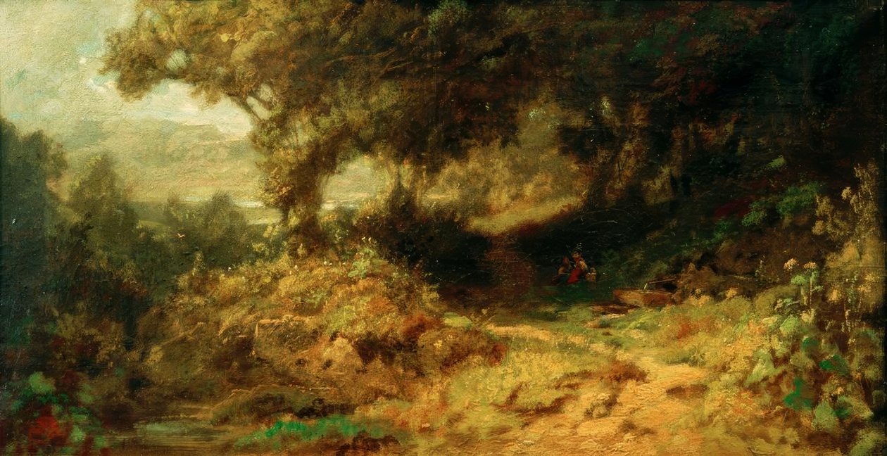 Paisaje forestal (Niños descansando en la fuente) de Carl Spitzweg
