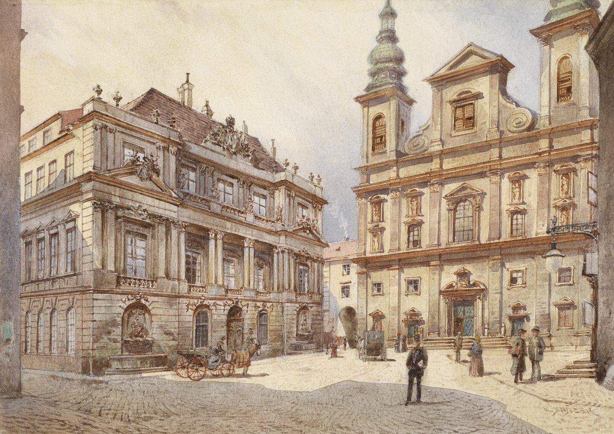 Viena, iglesia de los jesuitas y antigua universidad de Carl Wenzel Zajicek