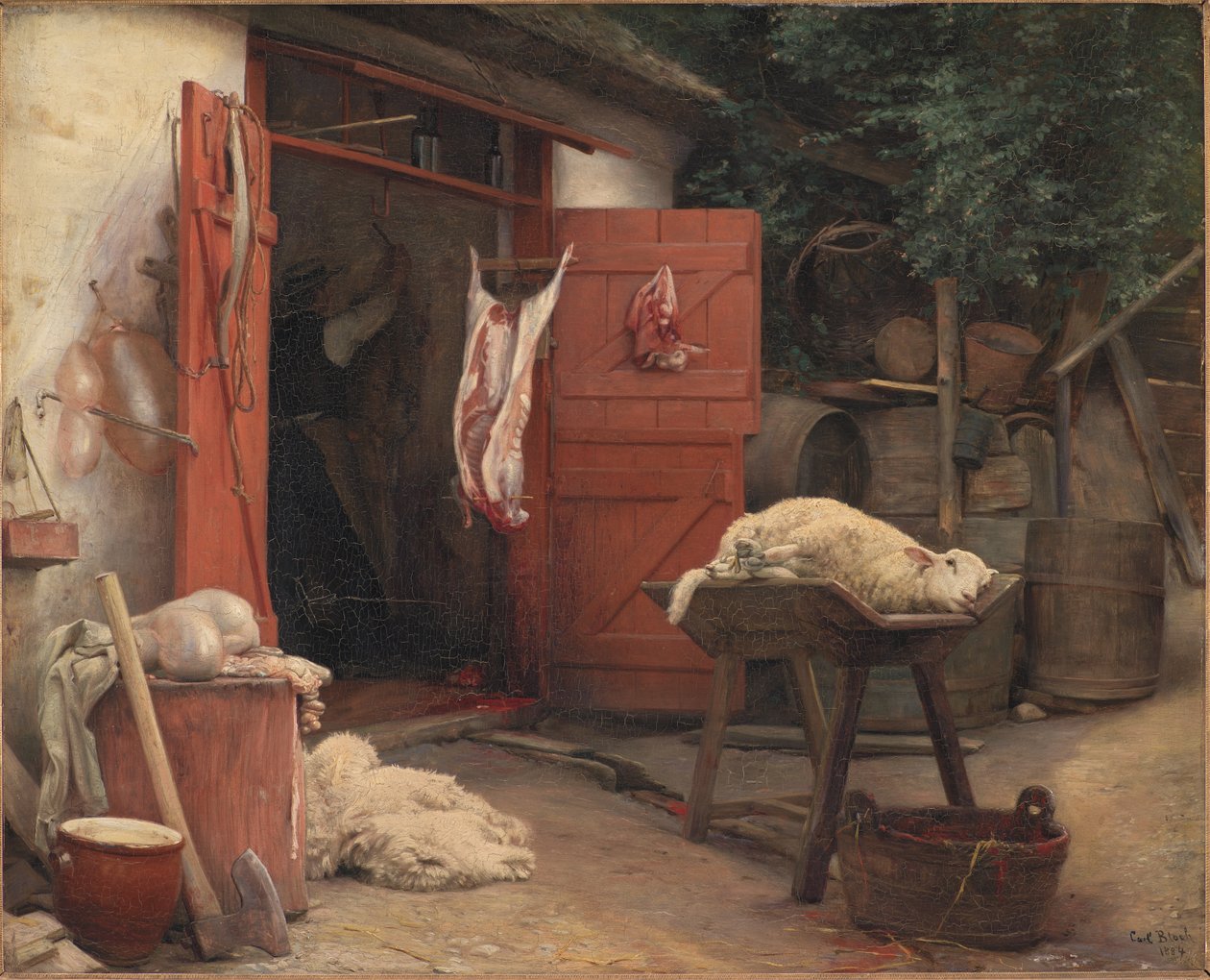 Un Matadero en Hellebæk de Carl Bloch