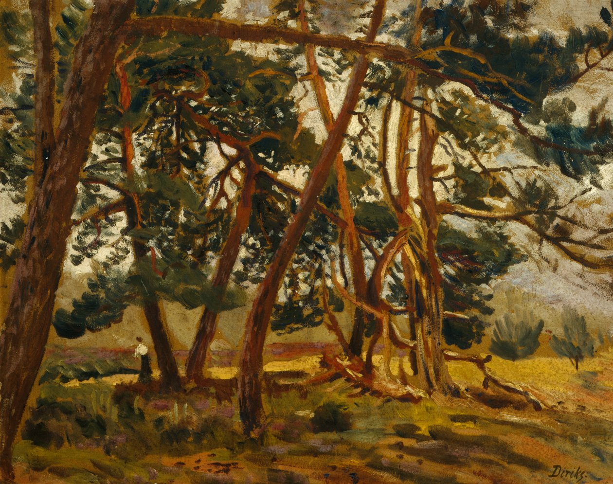 Mujer en paisaje forestal (pintura) de Carl Edvard Diriks