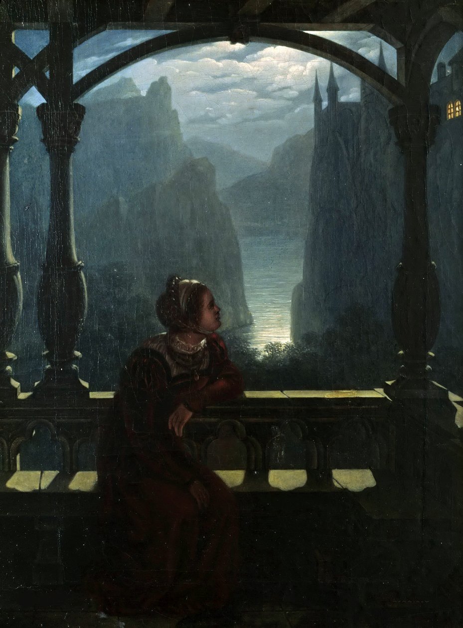 Castillo de caballeros a la luz de la luna, 1817 de Carl Friedrich Hampe