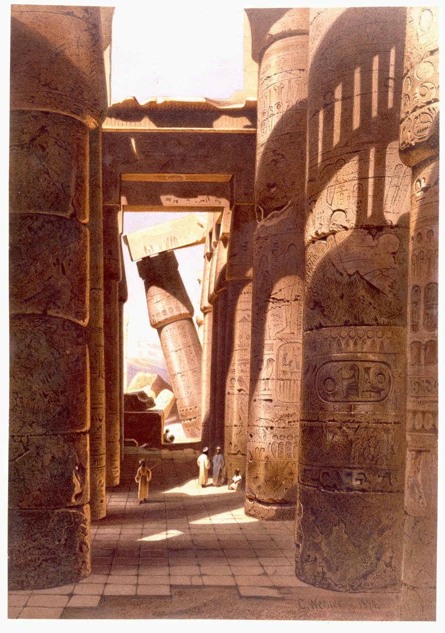 Ruinas del Templo de Karnak, 1874 de Carl Friedrich Heinrich Werner