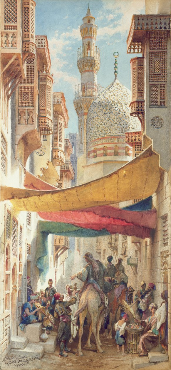 Una calle en El Cairo, 1890 de Carl Haag