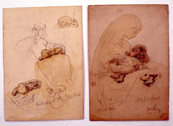 Dos estudios de una madre y un niño de Carl Haag