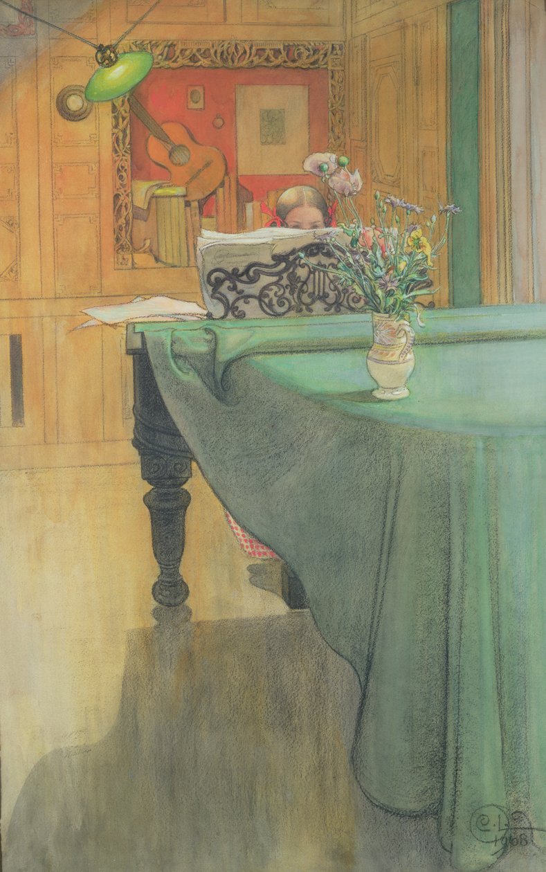 Brita al Piano, 1908 de Carl Larsson