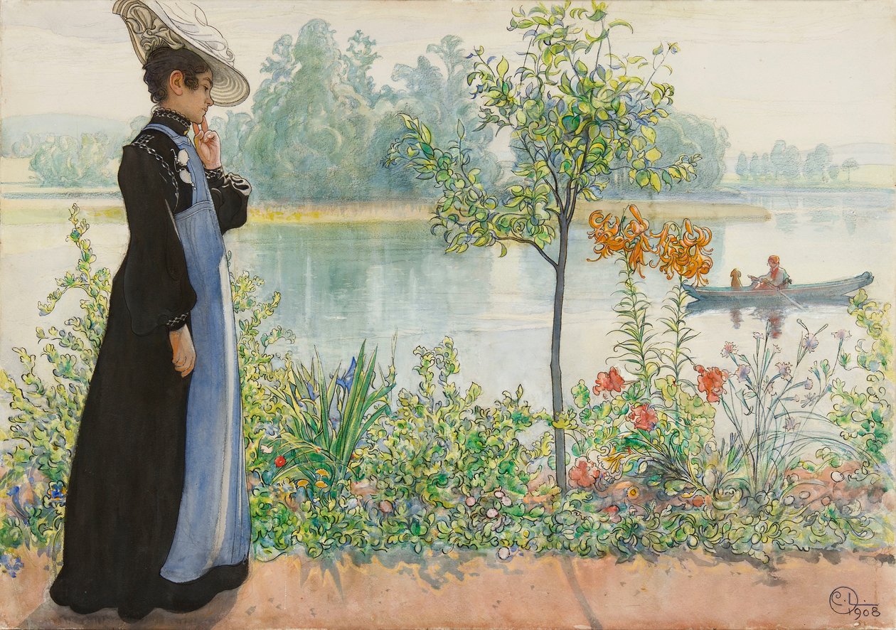 Karin junto a la orilla de Carl Larsson
