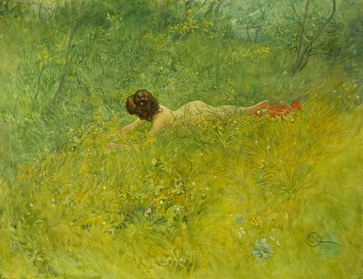 En la hierba, 1902 de Carl Larsson
