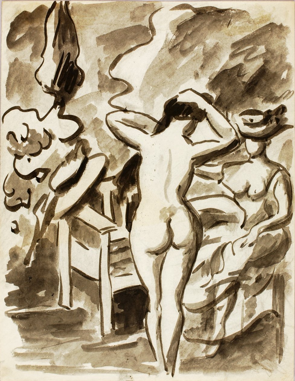 Dos figuras femeninas en un jardín de Carl Newman