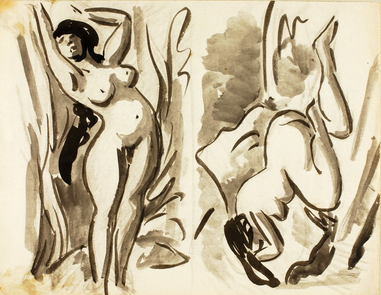 Dos desnudos femeninos, reclinadas de Carl Newman
